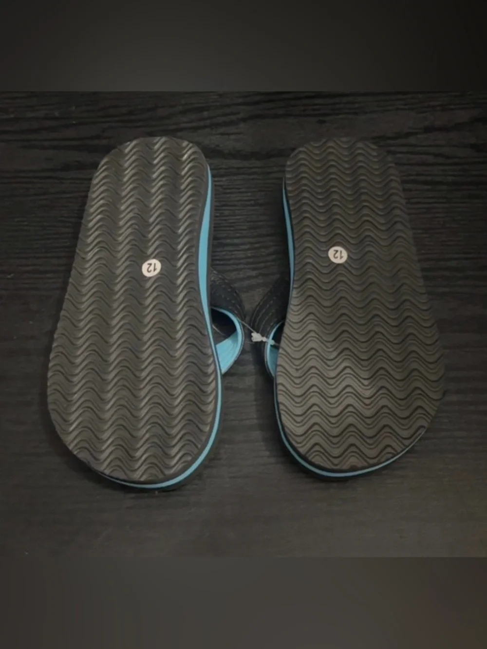Men's Black and Light Blue Flip Flops - Casual Swim Sandals
